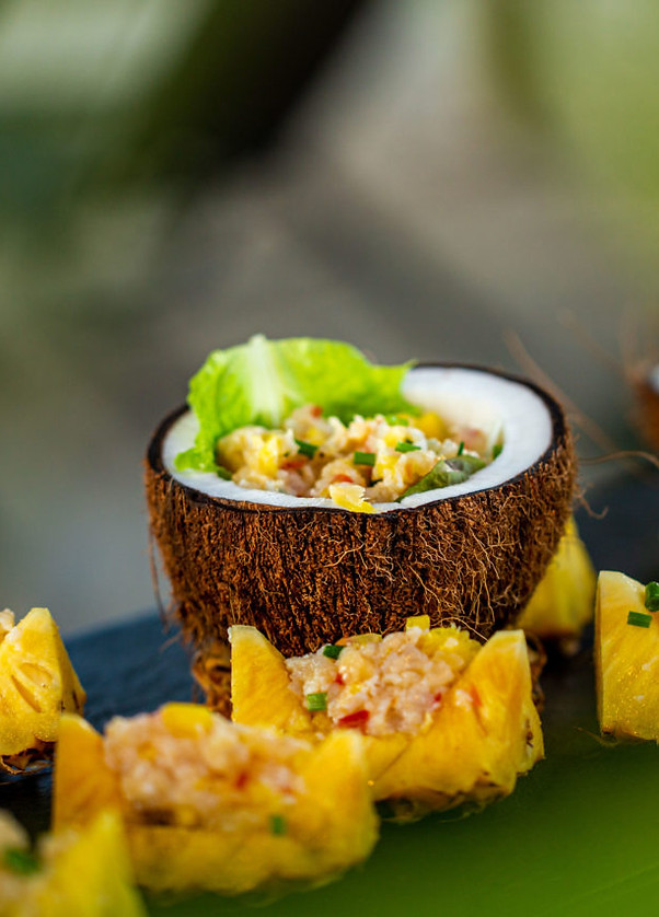 Conrad Bora Bora Nui food in coconut