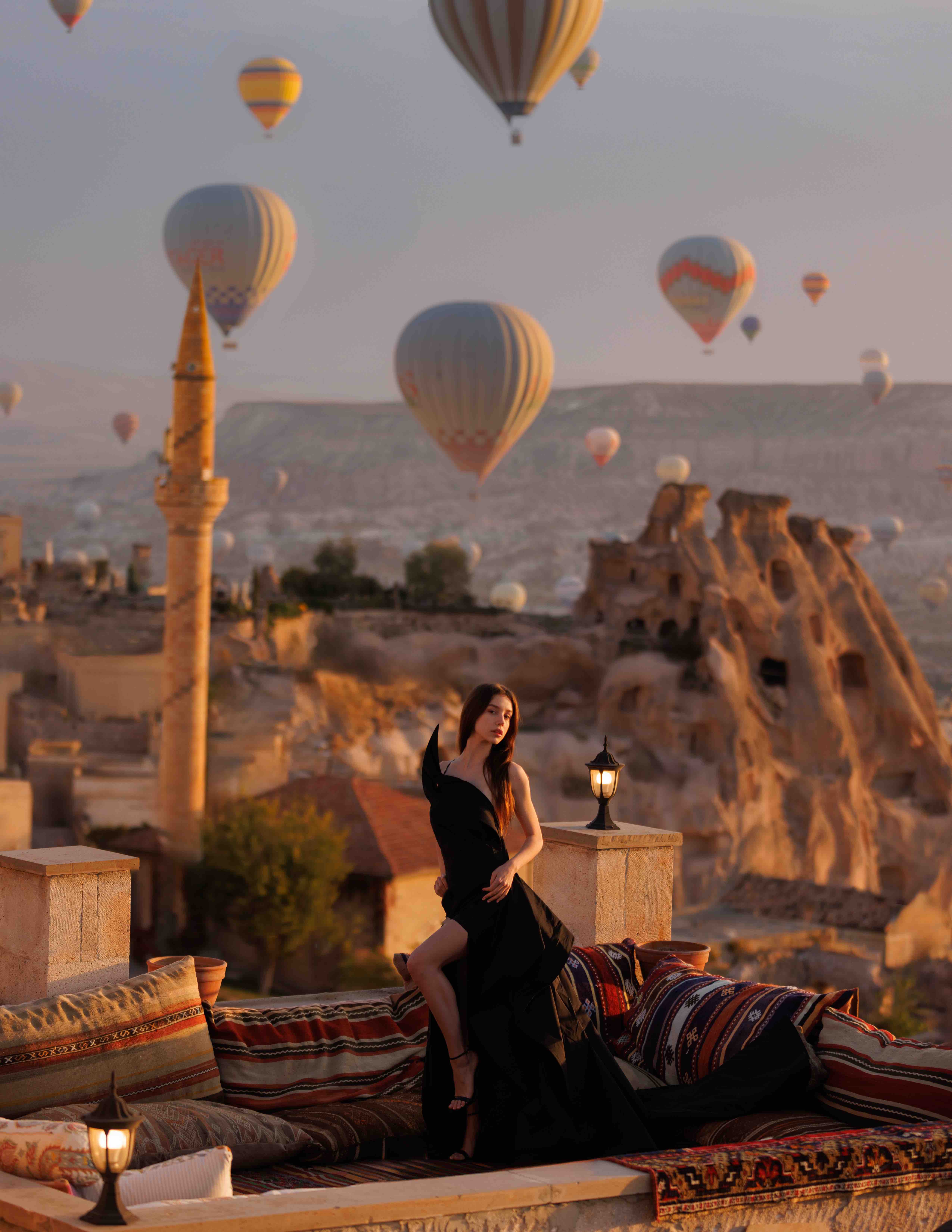 Model Sofia Varivodo on the rooftop terasse of the Karma Suites Boutique Hotel